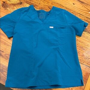 Figs Blue V-Neck Scrub Top